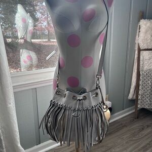 Michael Kors Gray Crossbody Bag with Fringe